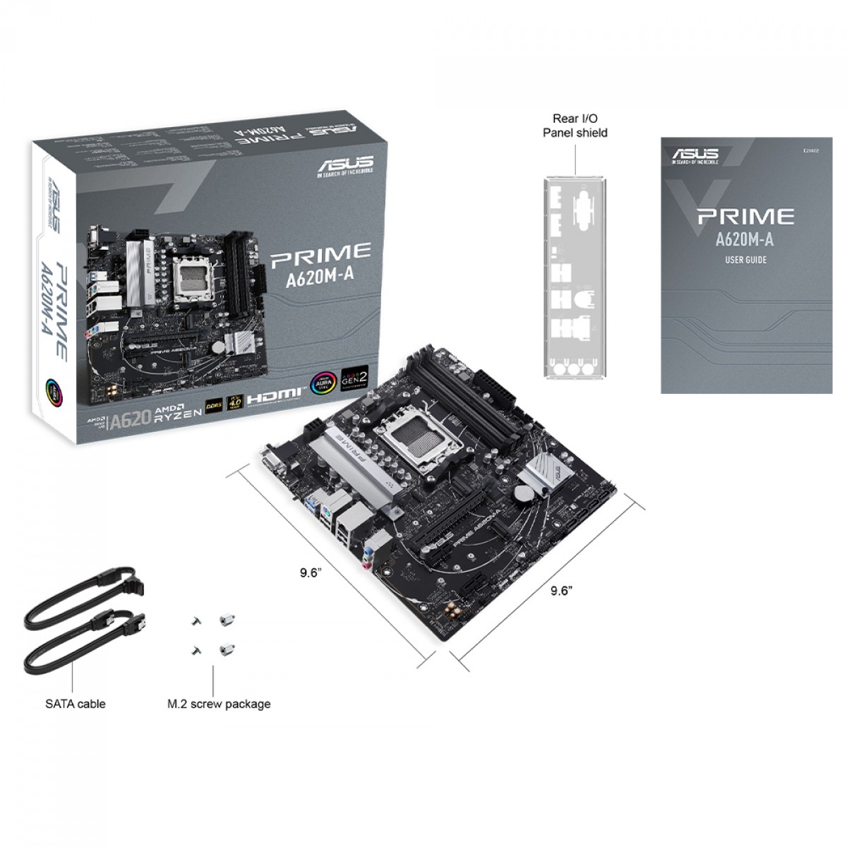 Placa Mãe Asus Prime A620M-A, Chipset A620, AMD AM5, MATX, DDR5, 90MB1F10-M0EAY0