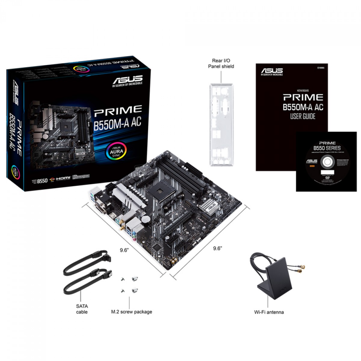 Placa Mãe Asus Prime B550M-A AC, Chipset B550, AMD AM4, mATX, DDR4, 90MB15K0-M0EAY0