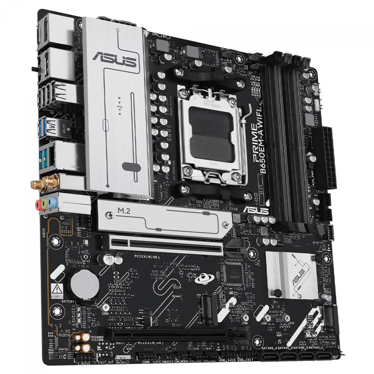 Placa Mãe Asus Prime B650EM-A WiFi, Chipset B650, AMD AM5, mATX, DDR5, 90MB1LM0-M0EAY0