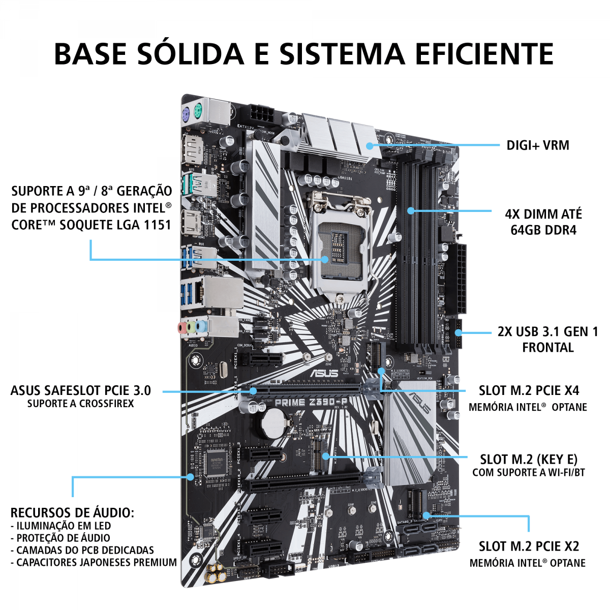Placa Mãe Asus Prime Z390-P, Chipset Z390, Intel LGA 1151, ATX, DDR4