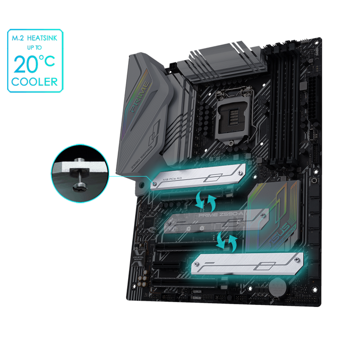 Placa Mãe Asus Prime Z590-A, Chipset Z590, Intel LGA 1200, ATX, DDR4, 90MB16D0-M0EAY0 - IMP