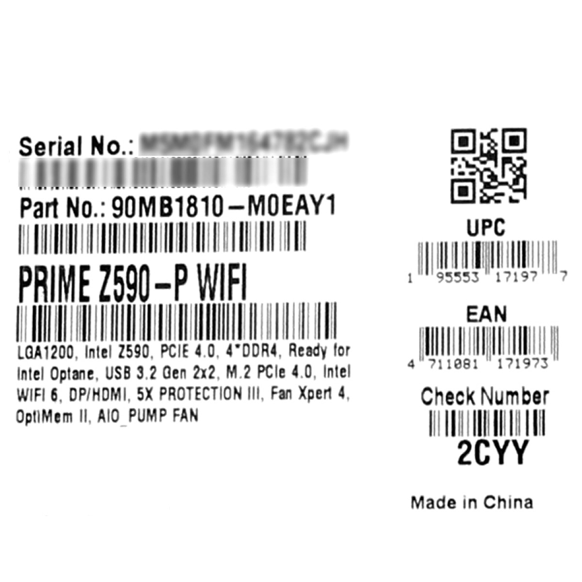 Placa Mãe ASUS Prime Z590-P WIFI, Chipset Z590, Intel LGA 1200, ATX, DDR4, 90MB1810-M0EAY1