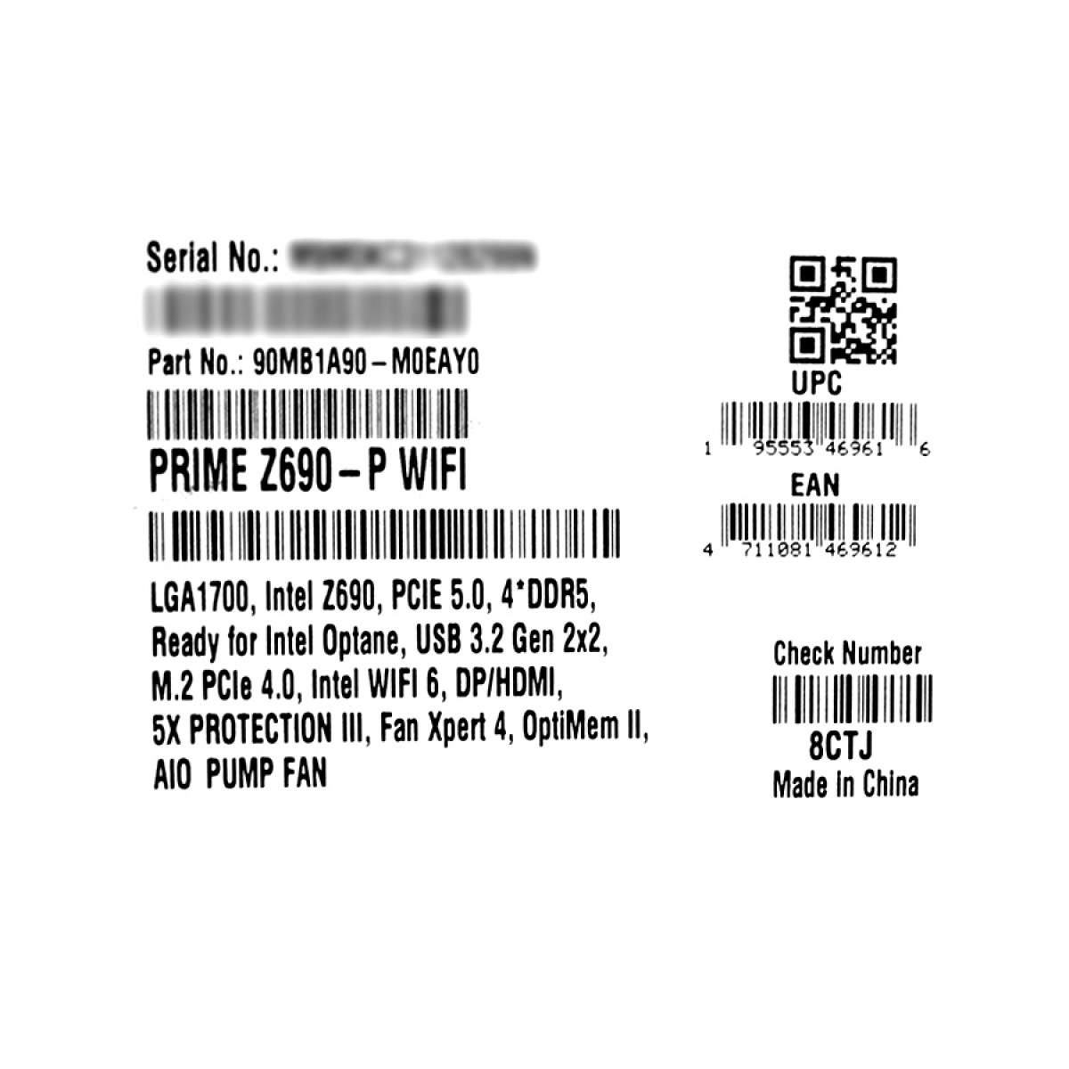 Placa Mãe Asus Prime Z690-P WIFI, Chipset Z690, Intel LGA 1700, ATX, DDR5, 90MB1A90-M0EAY0