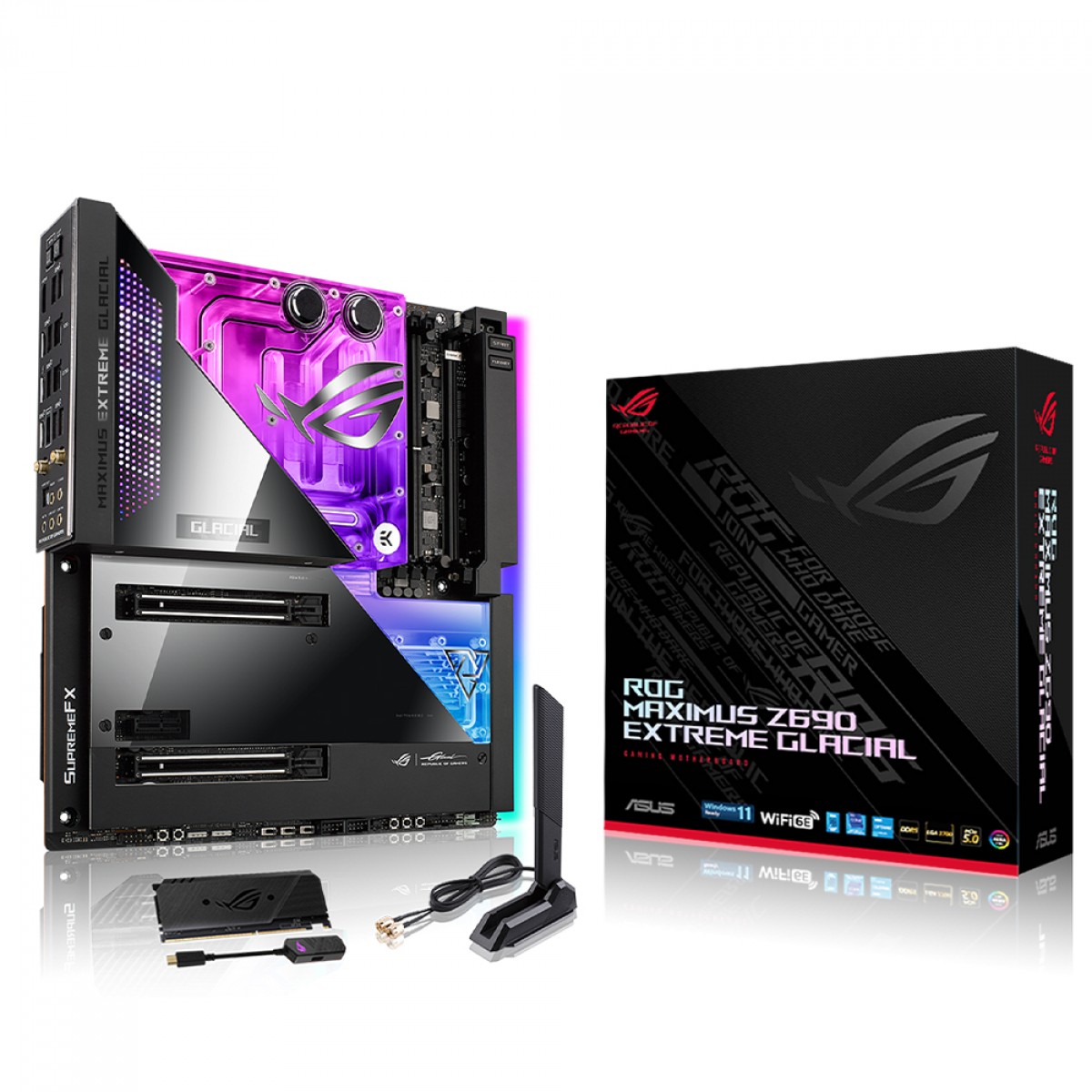 Placa Mãe Asus ROG Maximus Z690 Extreme Glacial, Chipset Z690, Intel LGA 1700, EATX, DDR5, 90MB1A60-M0EAY0