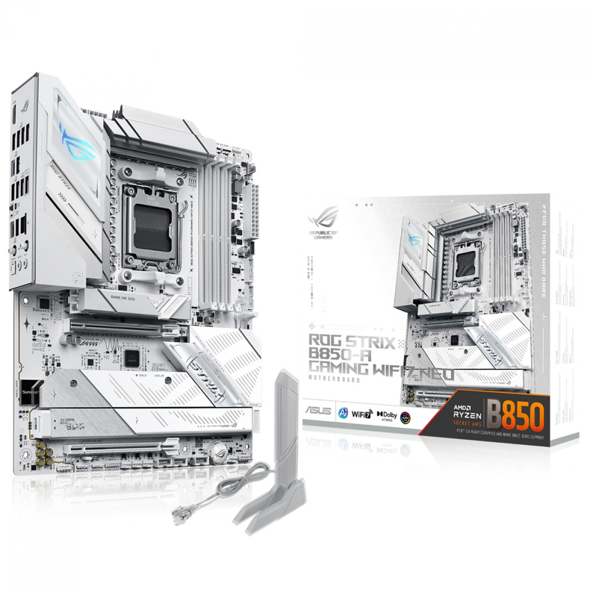 Placa Mãe Asus ROG Strix B850-A Gaming WIFI7 NEO, Chipset B850, AMD AM5, ATX, DDR5, Branca