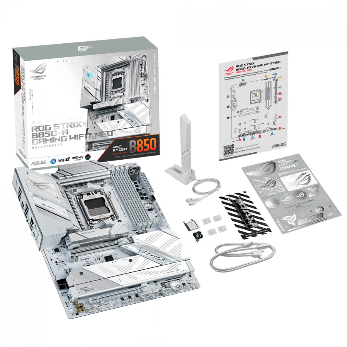 Placa Mãe Asus ROG Strix B850-A Gaming WIFI7 NEO, Chipset B850, AMD AM5, ATX, DDR5, Branca