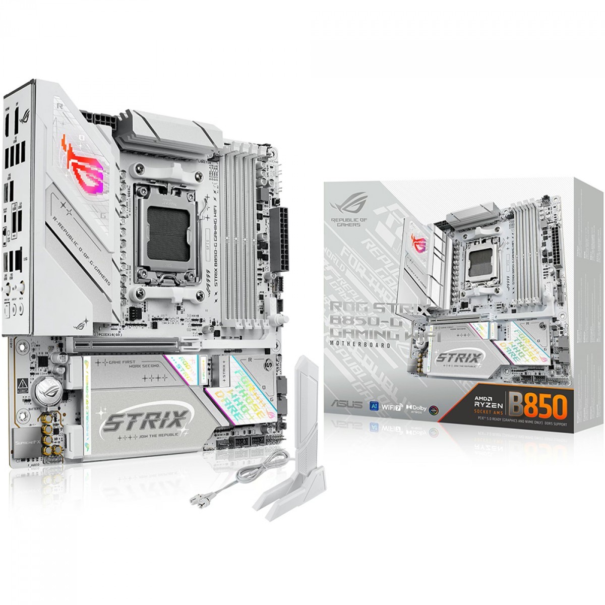 Placa Mãe Asus Rog Strix B850-G GAMING WIFI, Chipset B850, AMD AM5, mATX, DDR5, 90MB1M30-M0EAY0
