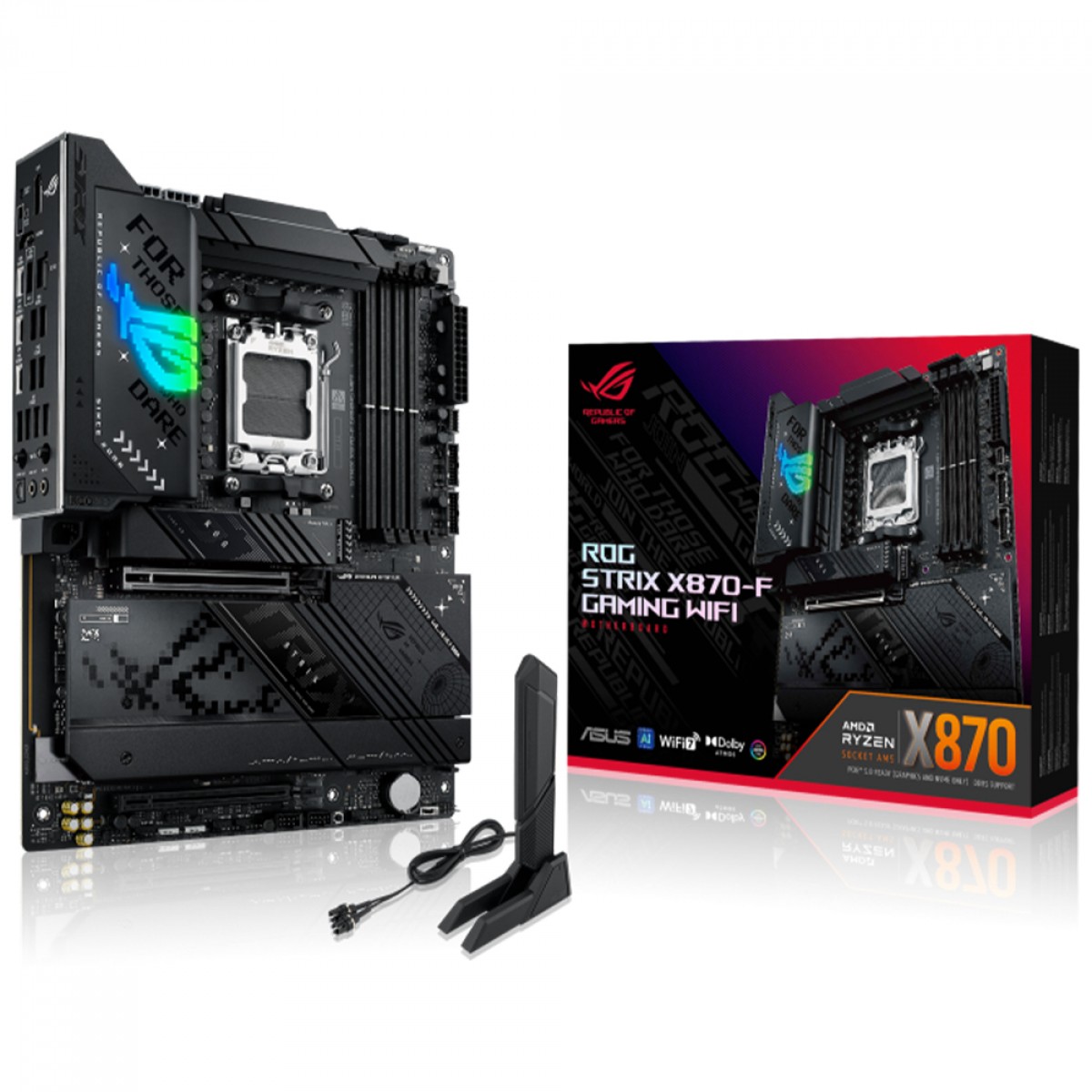 Placa Mãe Asus ROG Strix X870-F Gaming WiFi, Chipset X870, AMD AM5, ATX, DDR5, 90MB1IV0-M0EAY0