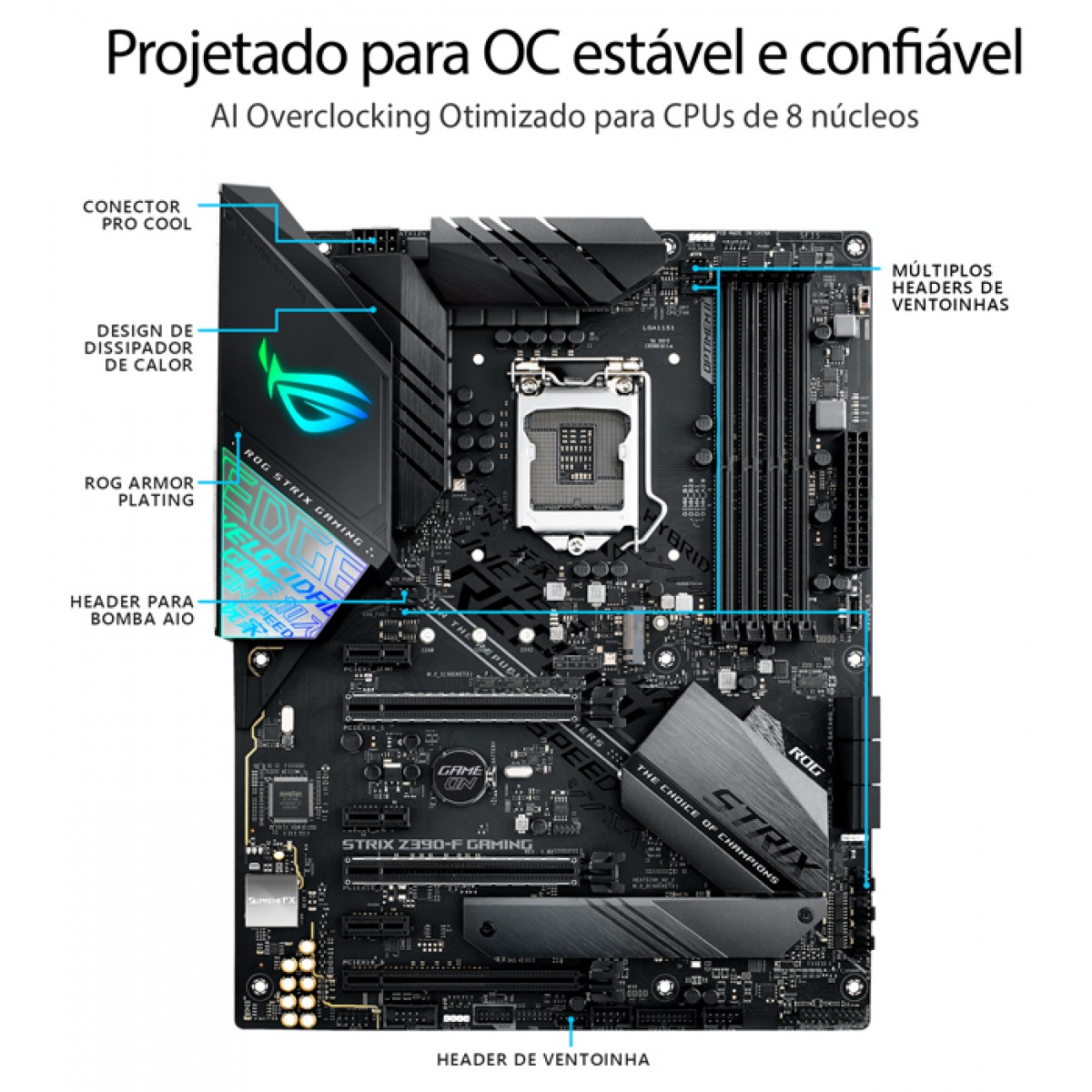 Placa Mãe Asus Rog Strix Z390-F Gaming, Chipset Z390, Intel LGA 1151, ATX, DDR4