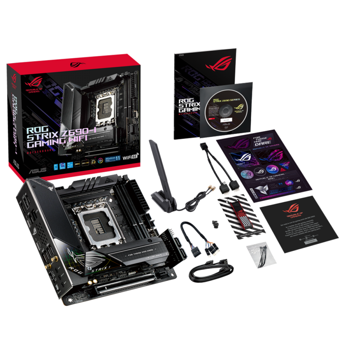Placa Mãe ASUS ROG STRIX Z690-I GAMING WIFI, Chipset Z690, Intel LGA 1700, Mini ITX, DDR5, 90MB1910-M0EAY0