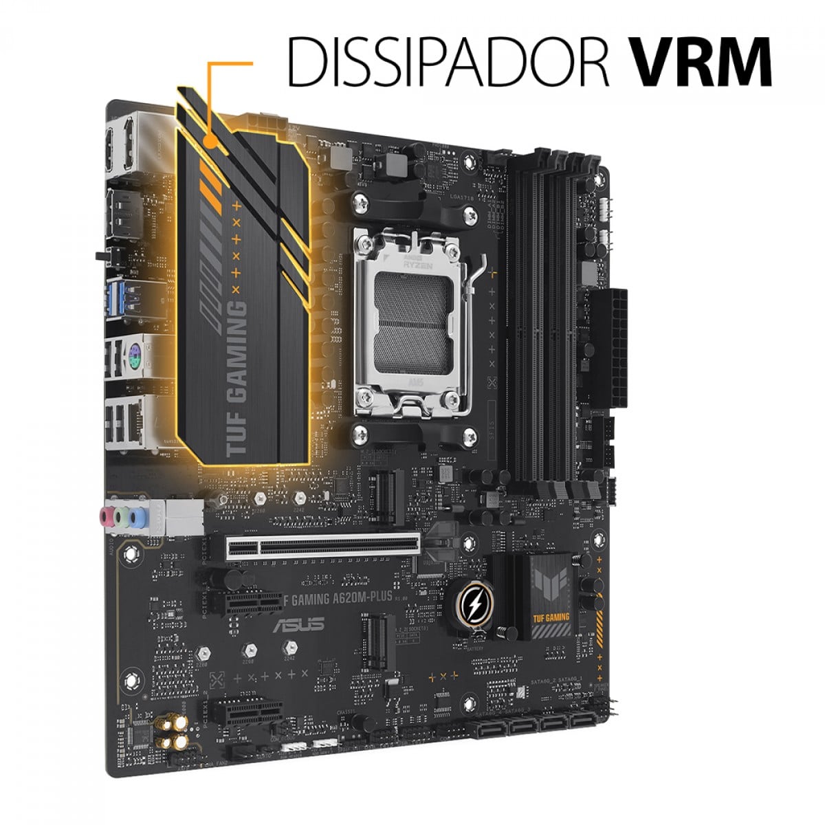 Placa Mãe Asus TUF Gaming A620M-PLUS, Chipset A620, AMD AM5, m-ATX, DDR5, 90MB1EZ0-M0EAY0