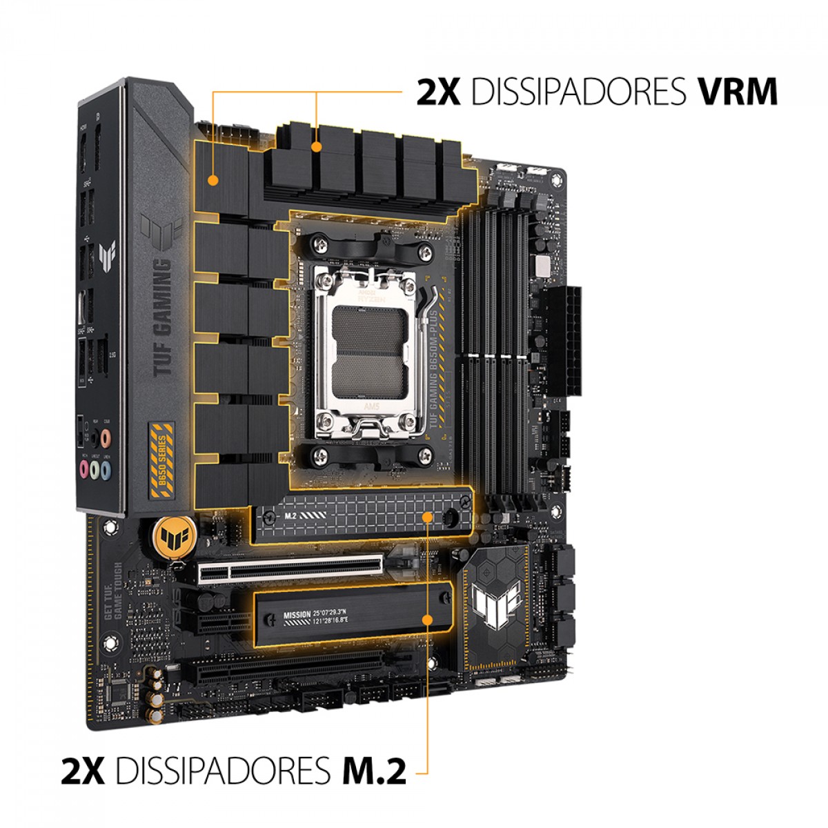 Placa Mãe Asus TUF Gaming B650M-PLUS, Chipset B650, AMD AM5 Placa Mãe Asus TUF Gaming B650M-PLUS, Chipset B650, AMD AM5