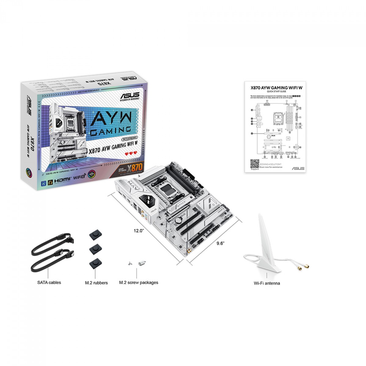 Placa Mãe Asus X870 AYW Gaming WIFI W, Chipset X870, AMD AM5, ATX, DDR5, White