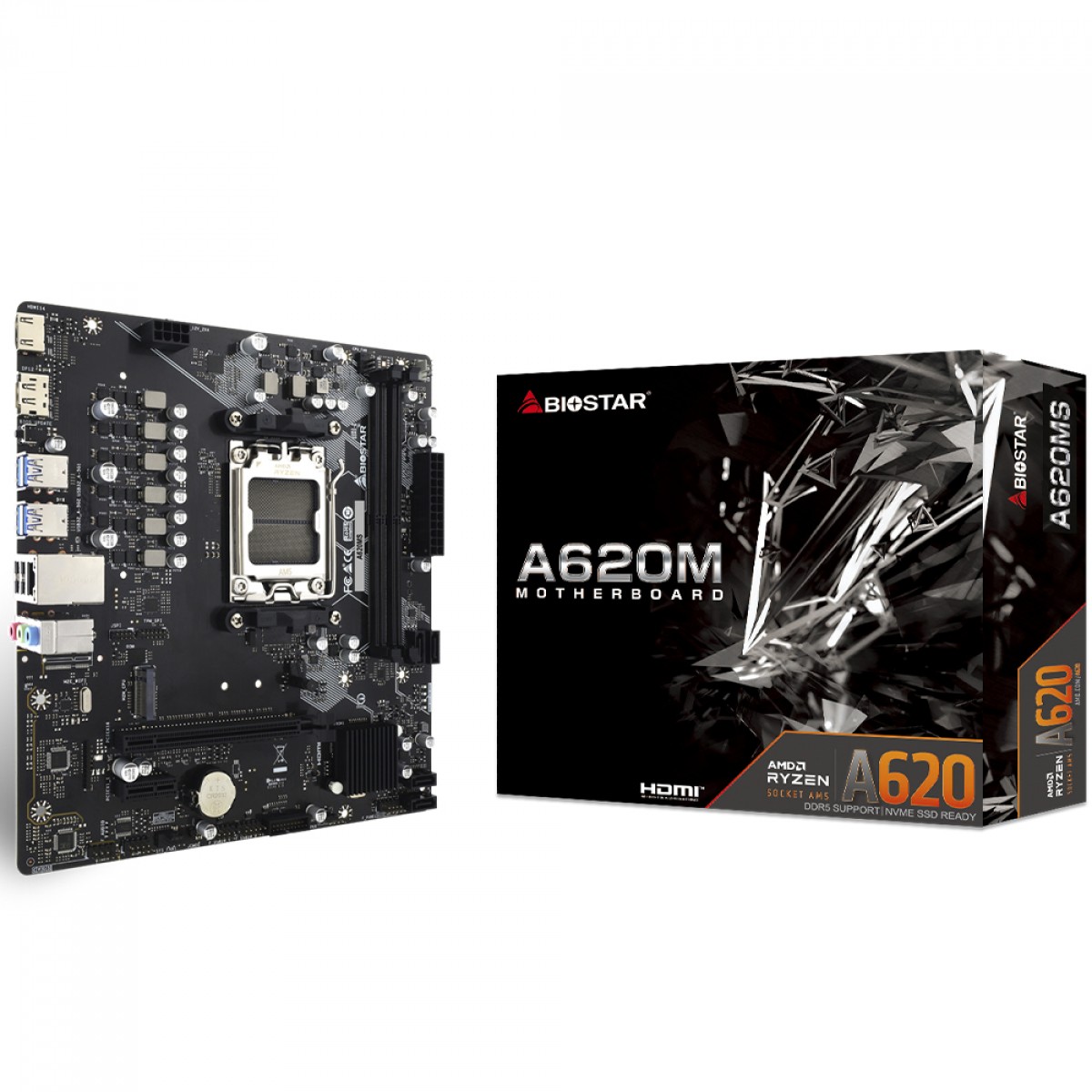 Placa Mãe Biostar A620MS, Chipset A620, AMD AM5, MATX, DDR5 - M