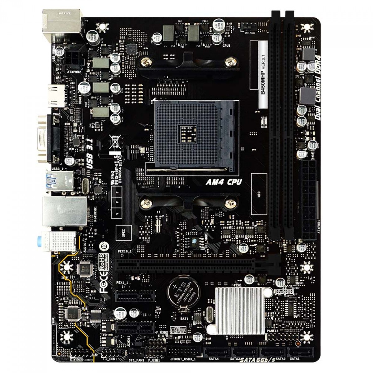 Placa Mãe Biostar B450MHP, Chipset B450, AMD AM4 - Open Box