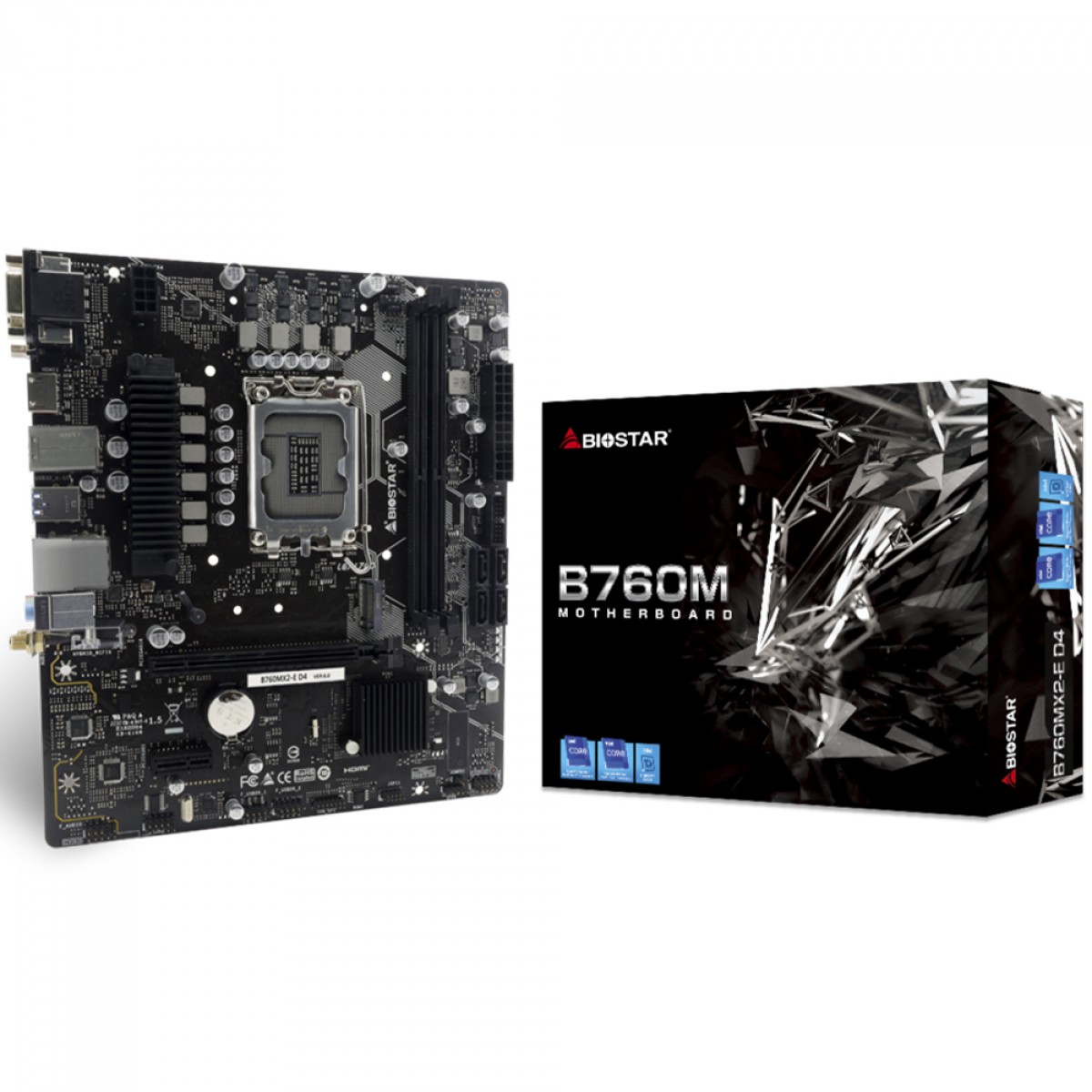 Placa Mãe Biostar B760MX2-E D4, Chipset B760, Intel LGA 1700, MATX, DDR4