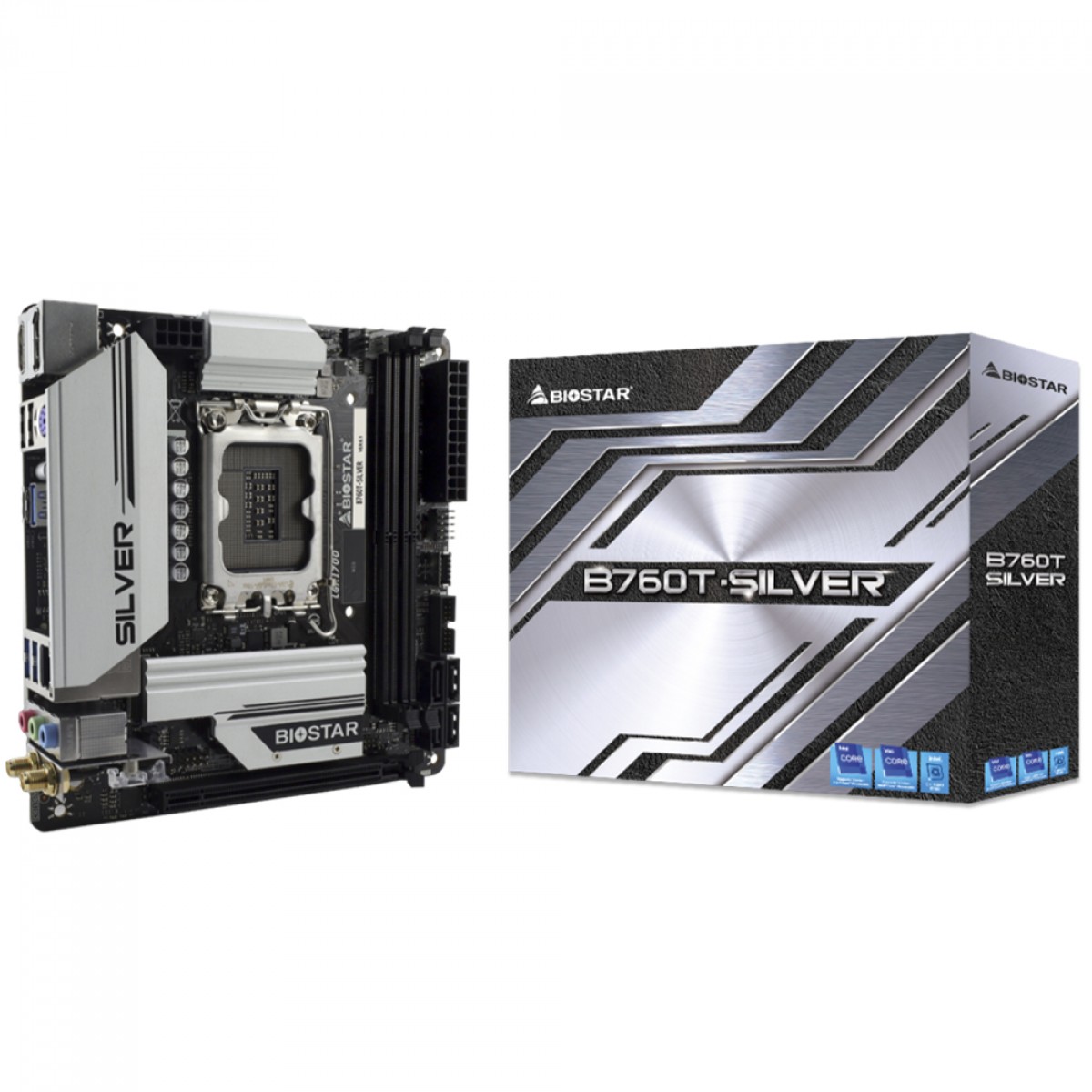 Placa Mãe Biostar B760T-SILVER, Chipset B760, Intel LGA 1700, Mini-ITX, DDR5 - Open Box