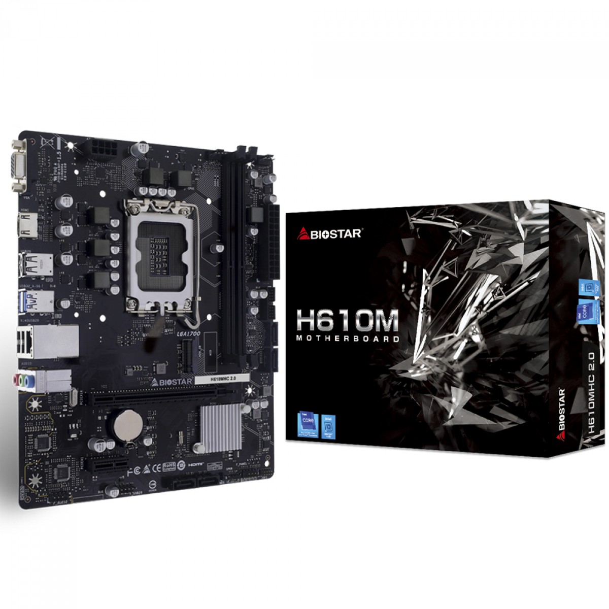 Placa Mãe Biostar H610MHC 2.0, Chipset H610, Intel LGA 1700, MATX, DDR4