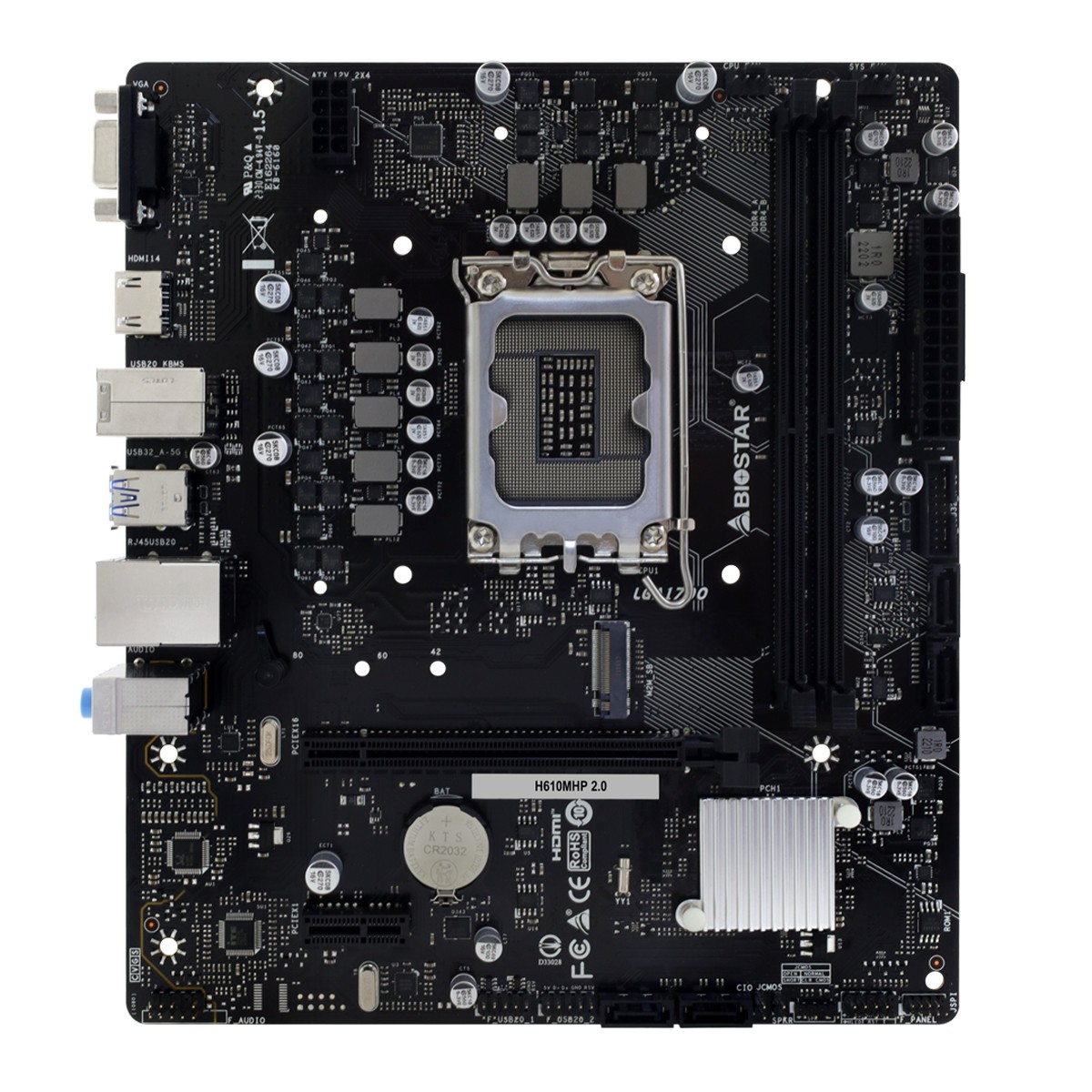 Placa Mãe Biostar H610MHP 2.0, Chipset H610, Intel LGA 1700, mATX, DDR4