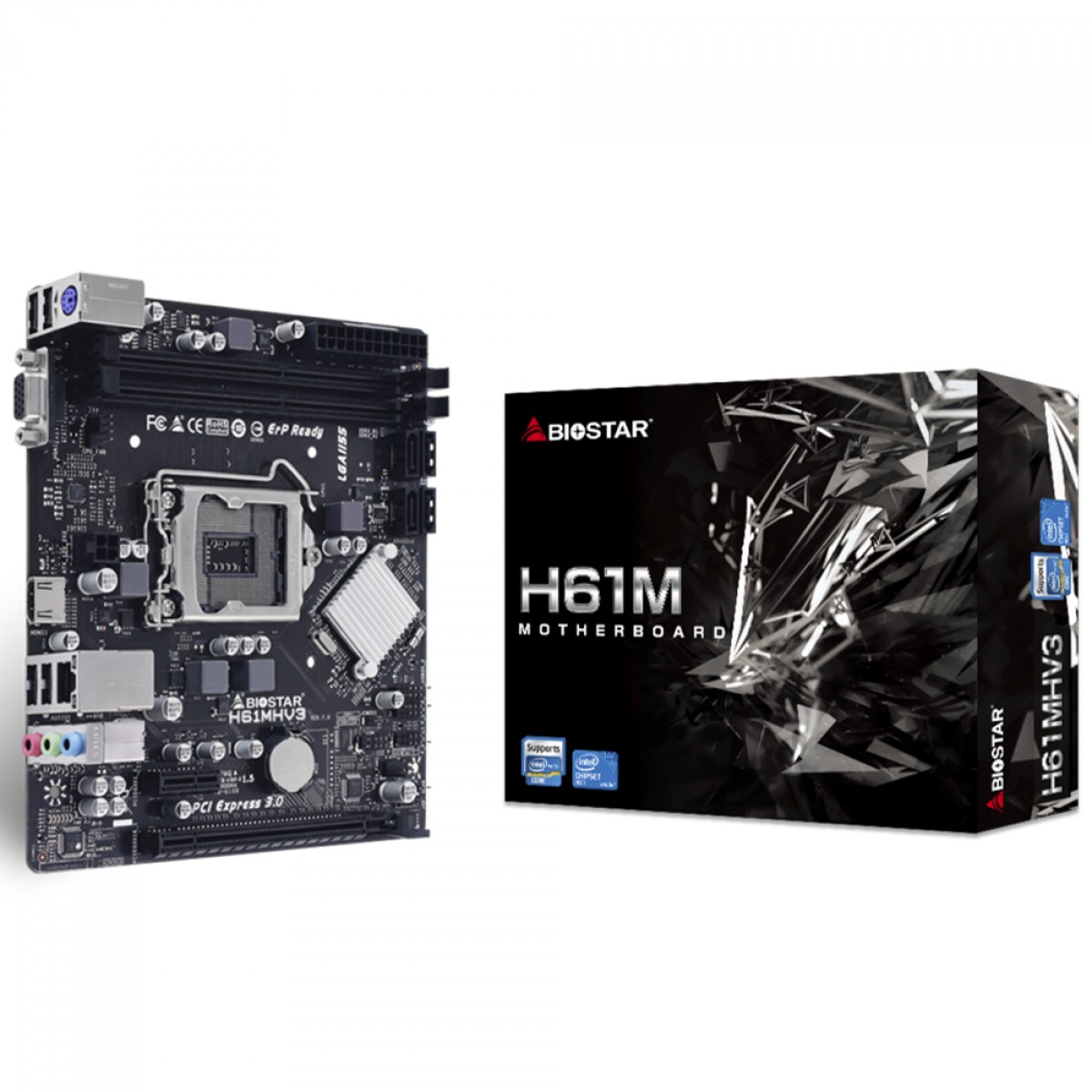Placa Mãe Biostar H61MHV3, Chipset H61, Intel LGA 1155, MATX, DDR3