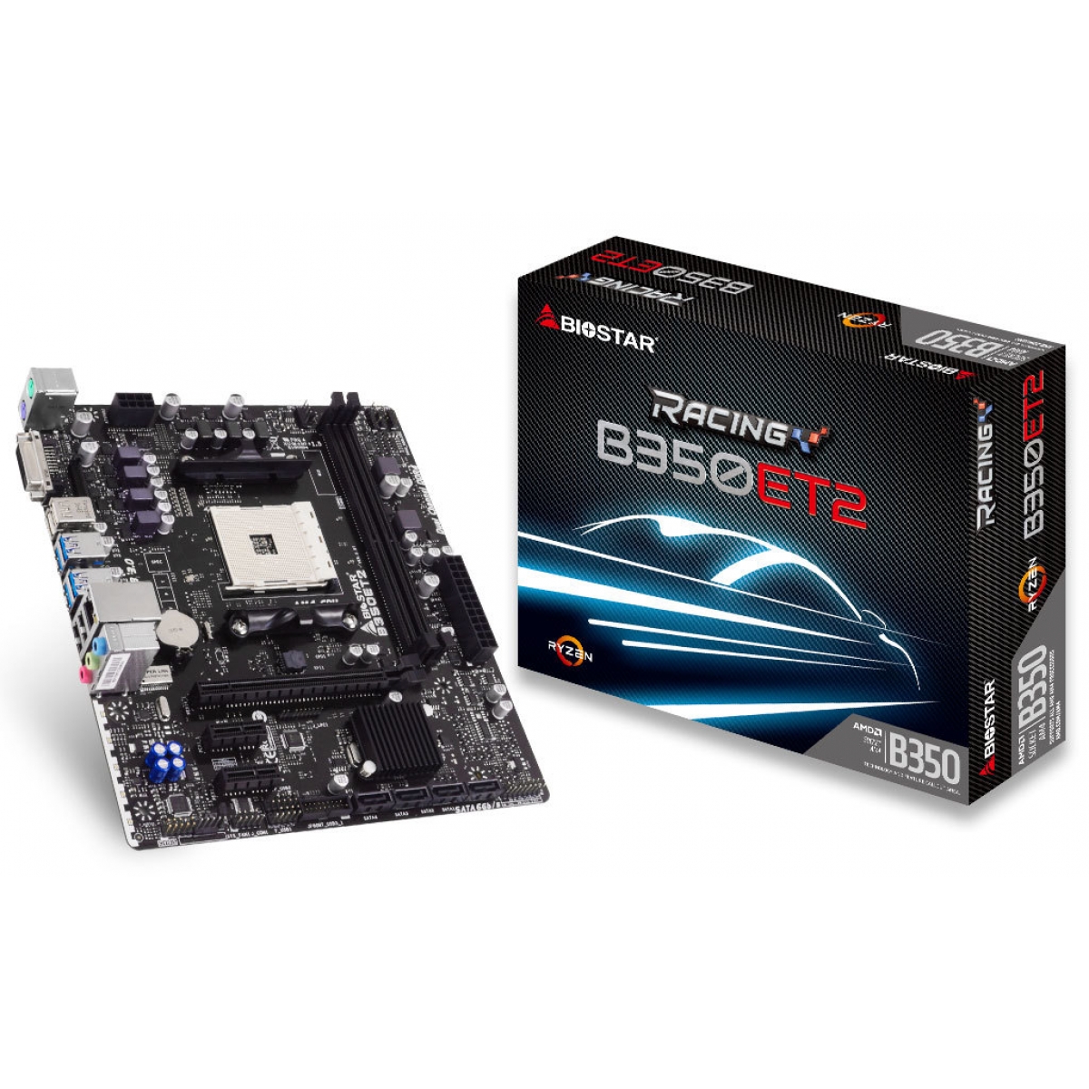 Placa Mãe Biostar Racing B350ET2, Chipset B350, AMD AM4, mATX, DDR4