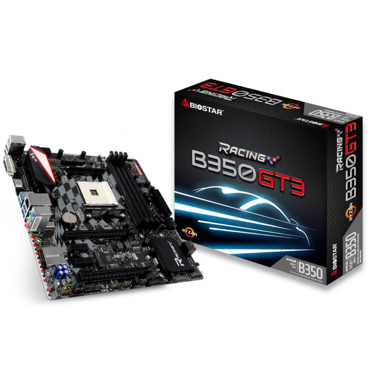 Placa Mãe Biostar Racing B350GT3, Chipset B350, AMD AM4, mATX, DDR4