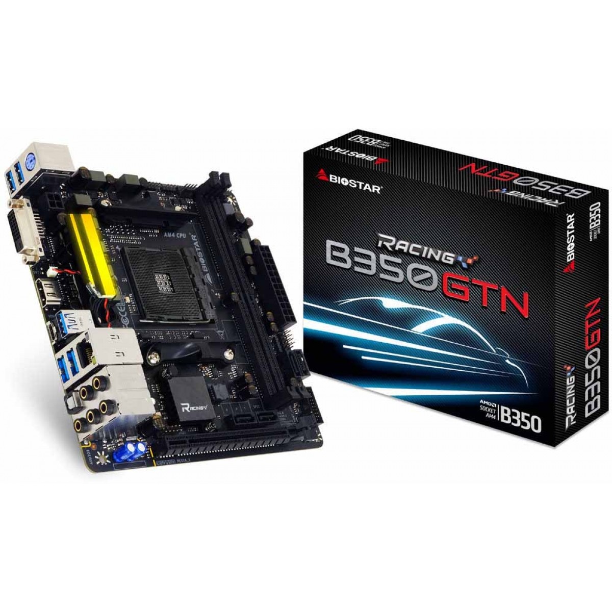 Placa Mãe Biostar Racing B350GTN, Chipset B350, AMD AM4, mITX, DDR4