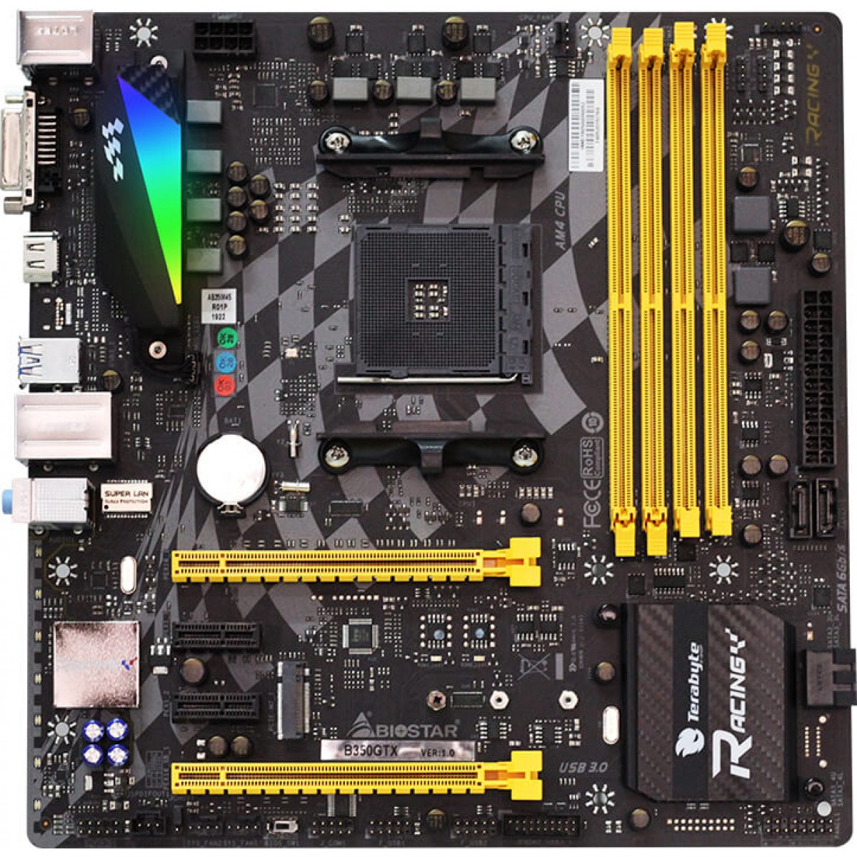 Placa Mãe Biostar Racing B350GTX, Chipset B350, AMD AM4, DDR4