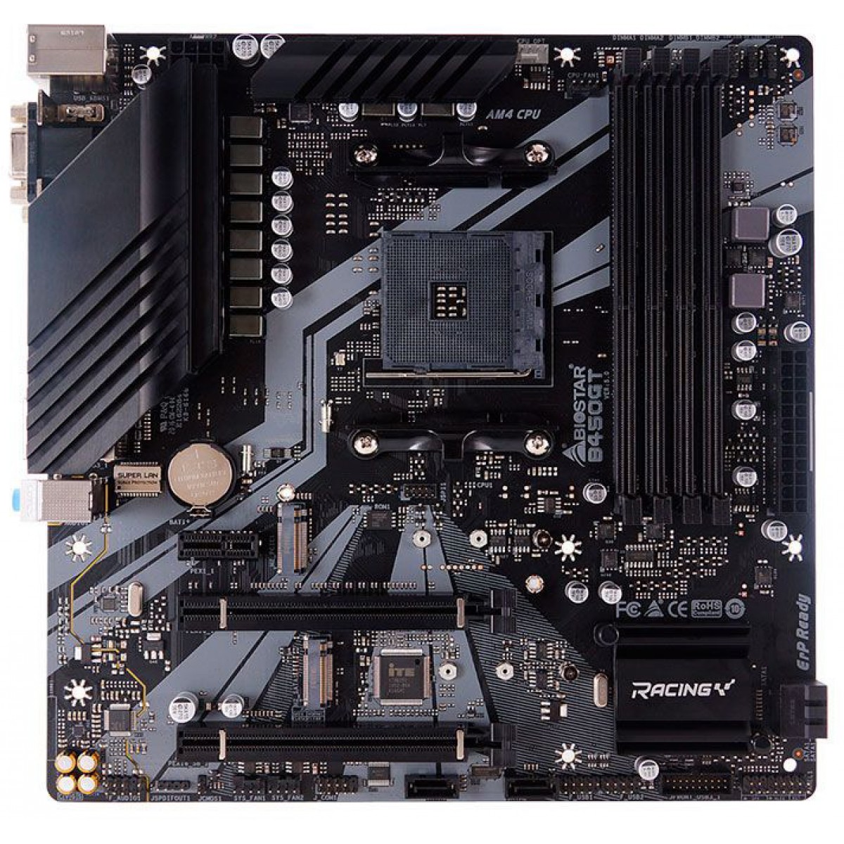 Placa Mãe Biostar Racing B450GT, Chipset B450, AMD AM4, mATX, DDR4
