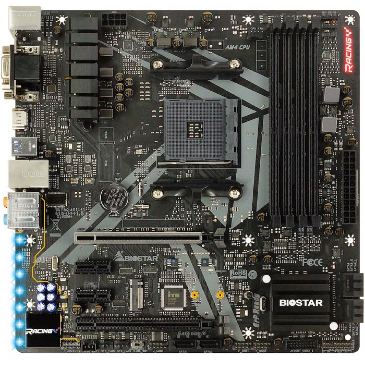 Placa Mãe Biostar Racing B450GT3, Chipset B450, AMD AM4, mATX, DDR4 - Open Box