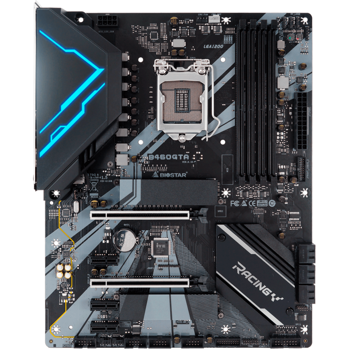 Placa Mãe Biostar Racing B460GTA VER 5.0, Chipset B460, Intel 1200, ATX, DDR4