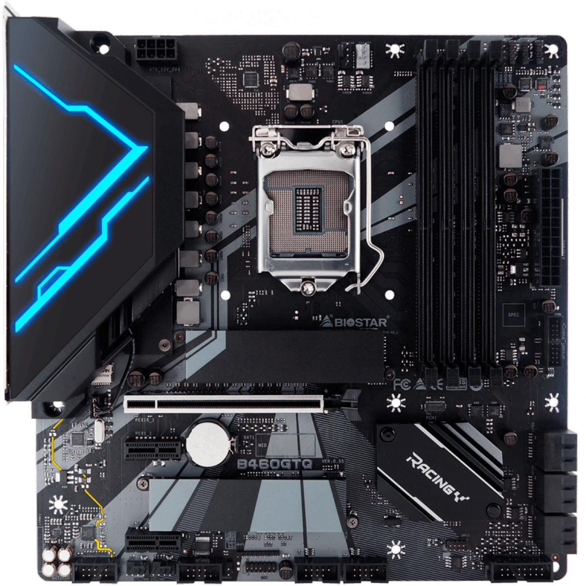 Placa Mãe Biostar Racing B460GTQ VER 5.0, Chipset B460, Intel 1200, mATX, DDR4