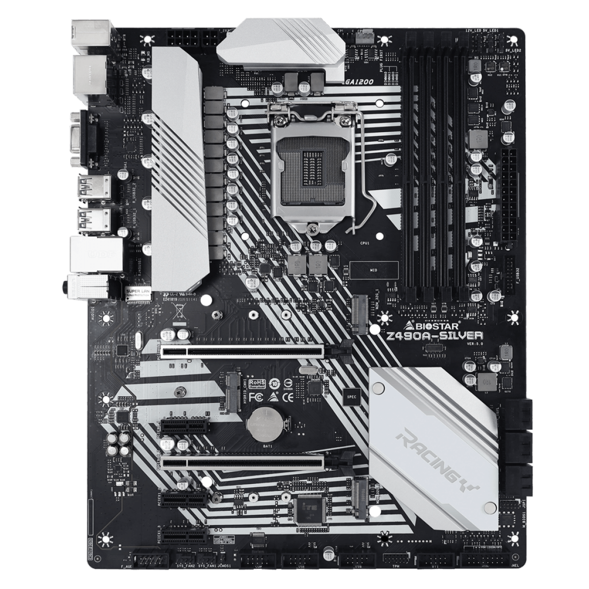 Placa Mãe Biostar Racing Z490A-Silver, Chipset Z490, Intel LGA 1200, ATX, DDR4, Z490A-SILVER