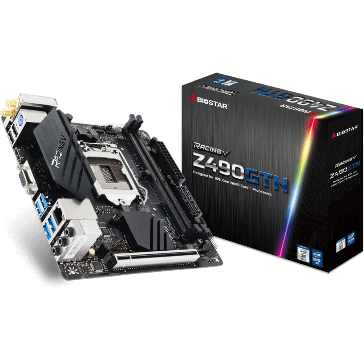 Placa Mãe Biostar Racing Z490GTN, Chipset Z490, Intel 1200, Mini-ITX, DDR4