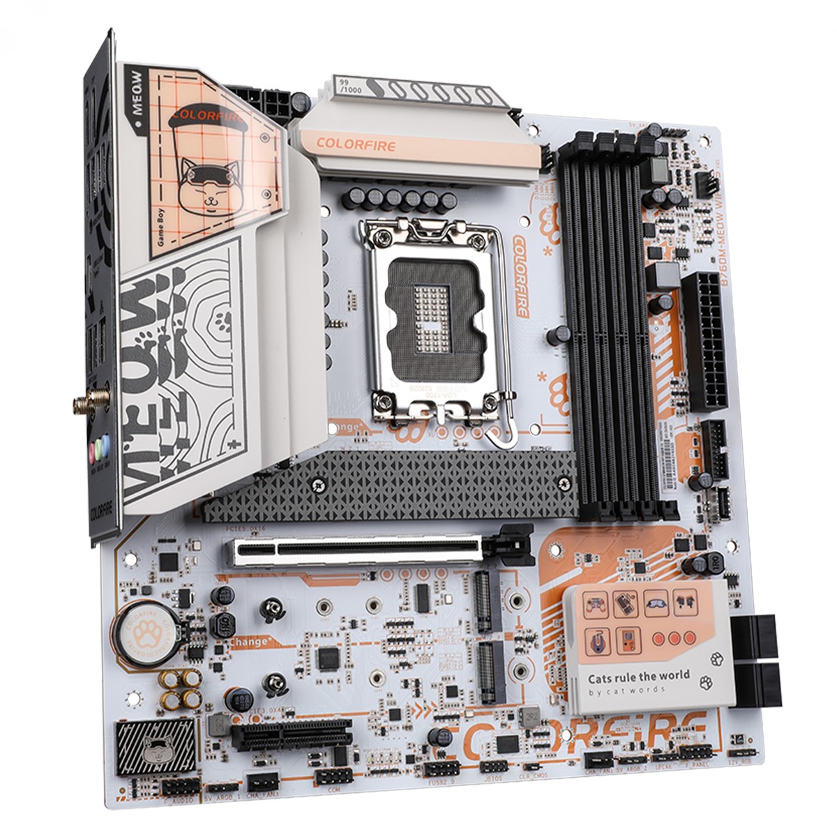 Placa Mãe ColorFire B760M-MEOW WIFI D5 Orange V21, Chipset B760, Intel LGA 1700, MATX, DDR5