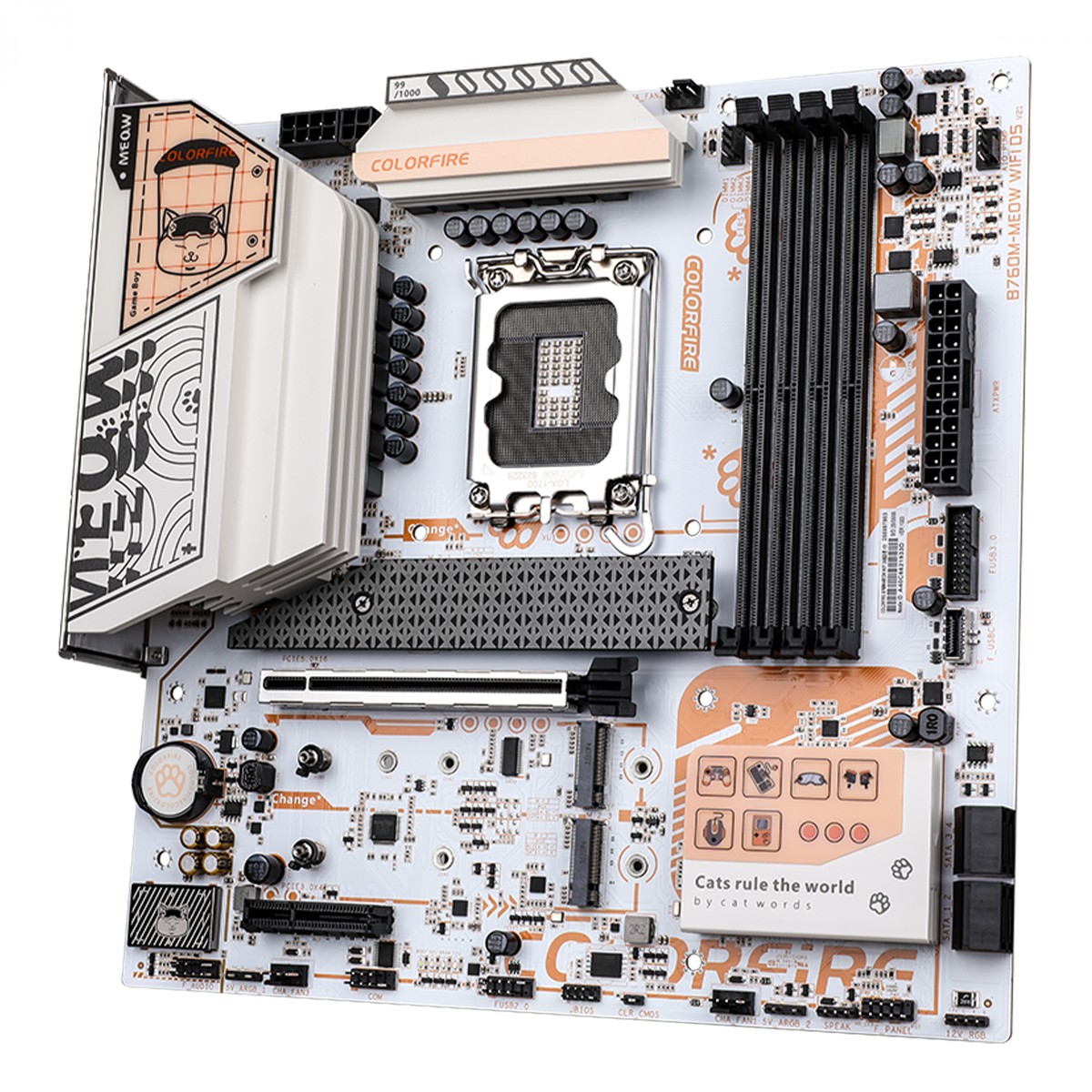 Placa Mãe ColorFire B760M-MEOW WIFI D5 Orange V21, Chipset B760, Intel LGA 1700, MATX, DDR5