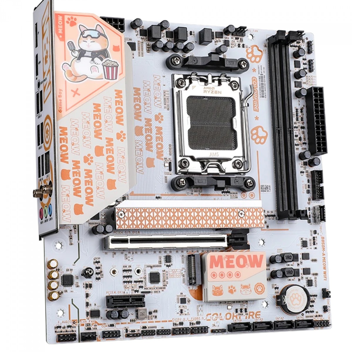 Placa Mãe ColorFire B850M-A MEOW WiFi Orange, Chipset B850, AMD AM5, mATX, DDR5