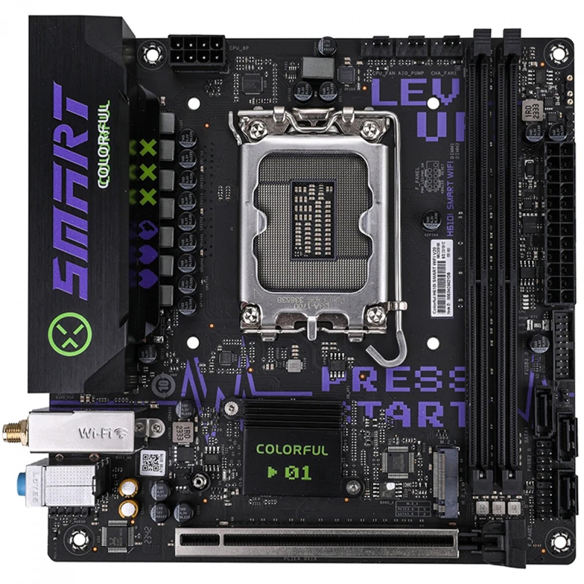 七彩虹 COLORFUL H610 ITX SMART マザーボード Placa Mãe Colorful H610I SMART WiFi V20, Chipset H610, Intel LGA