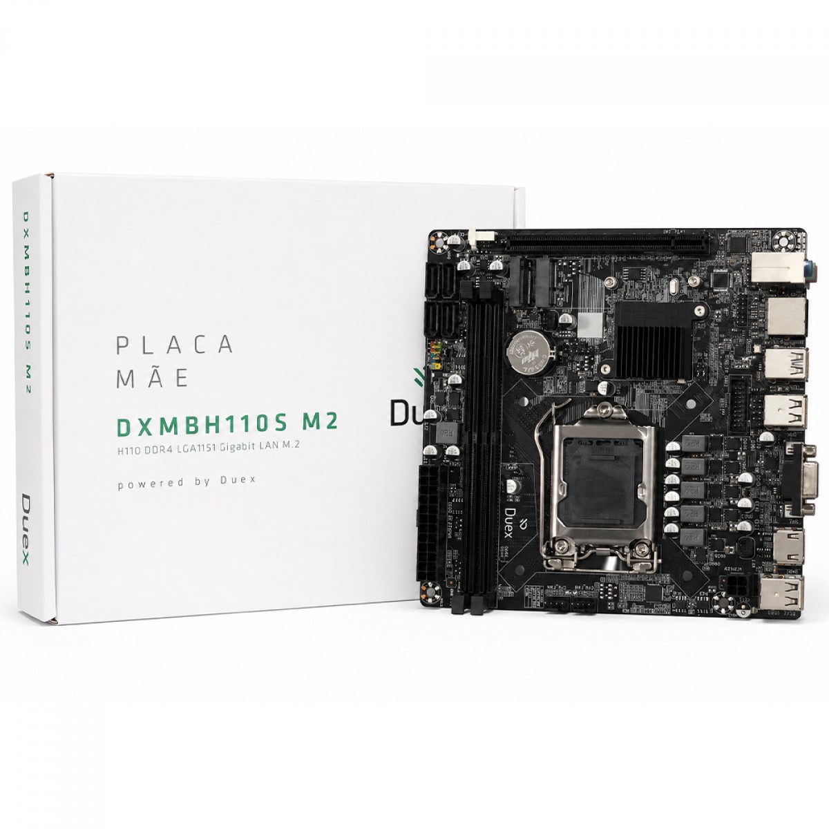 Placa Mãe Duex DXMBH110S M2, Chipset H110, Intel LGA 1151, M-ITX, DDR4