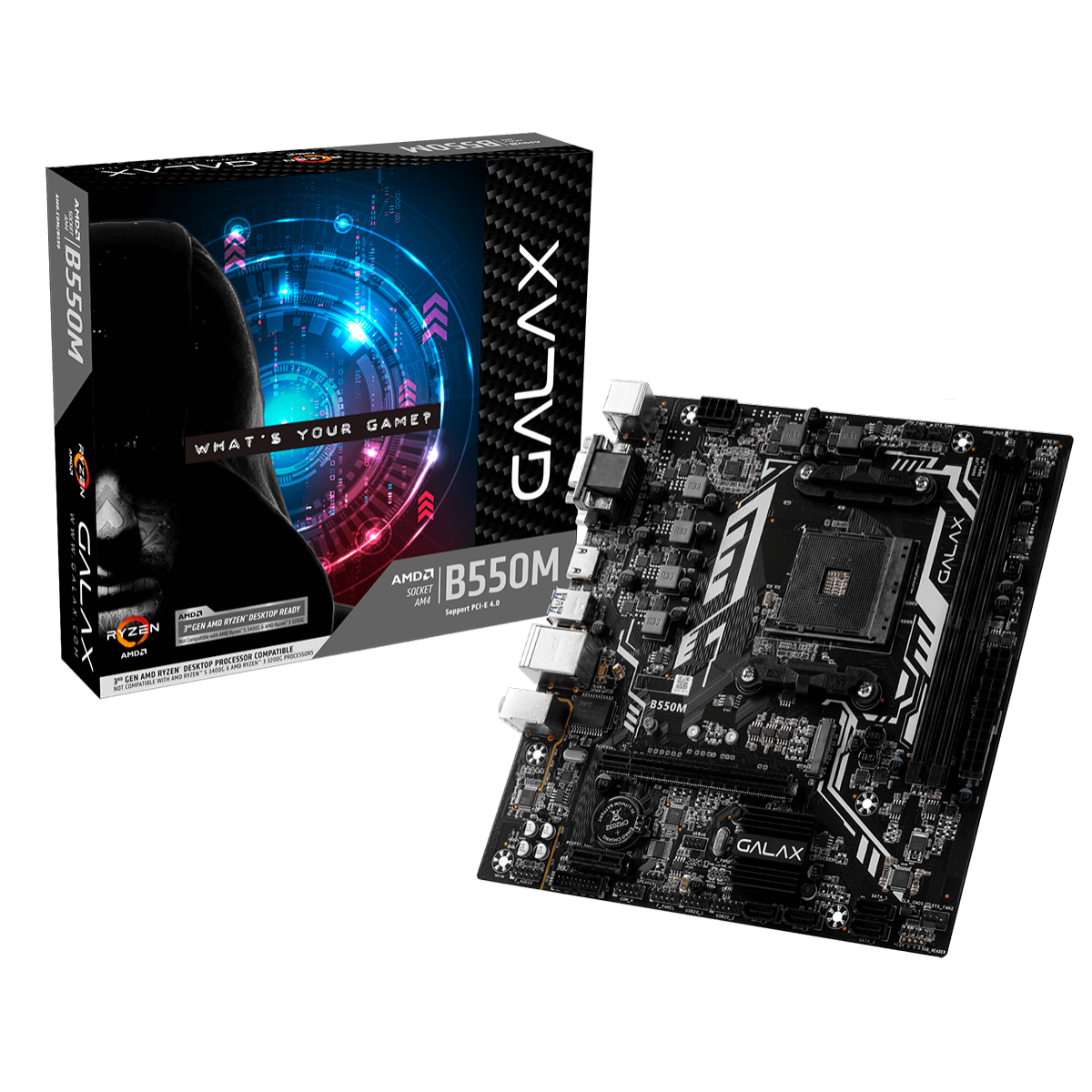 Placa Mãe GALAX B550M, Chipset B550, AMD AM4, mATX, AB550MAGCHY1CW