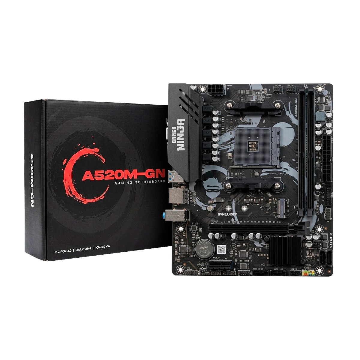 Placa Mãe Gamer Ninja A520M, Chipset A520, AMD AM4, M-ATX, DDR4, GN-MB-A520MD4