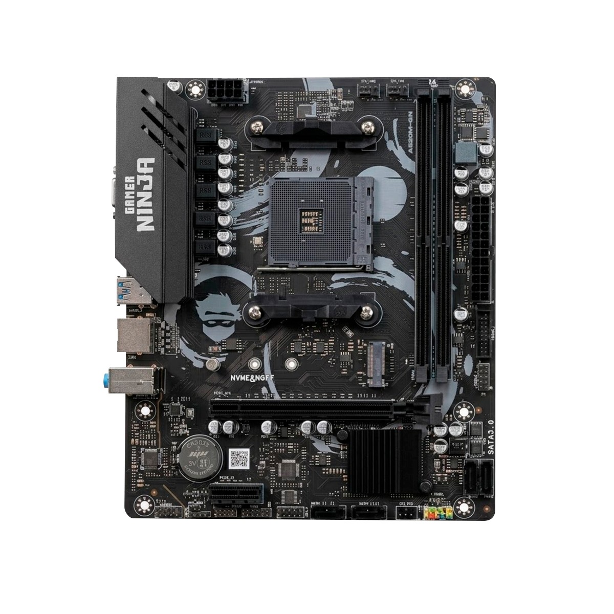 Placa Mãe Gamer Ninja A520M, Chipset A520, AMD AM4, M-ATX, DDR4, GN-MB-A520MD4