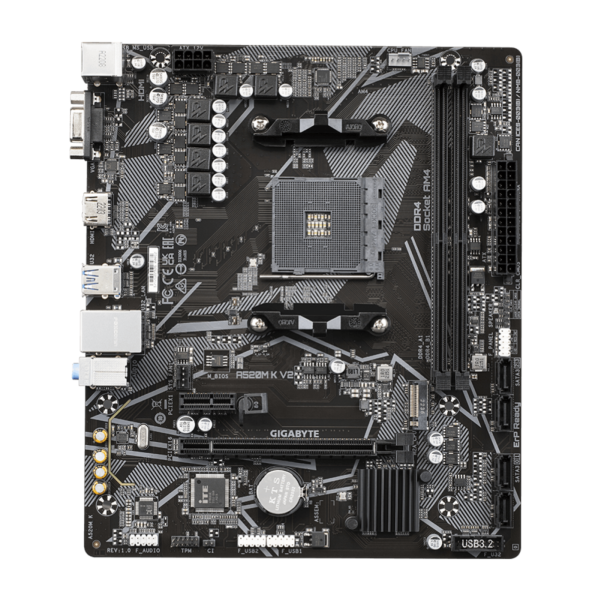 Placa Mãe Gigabyte A520M K V2, Chipset A520, AMD AM4, MATX, DDR4