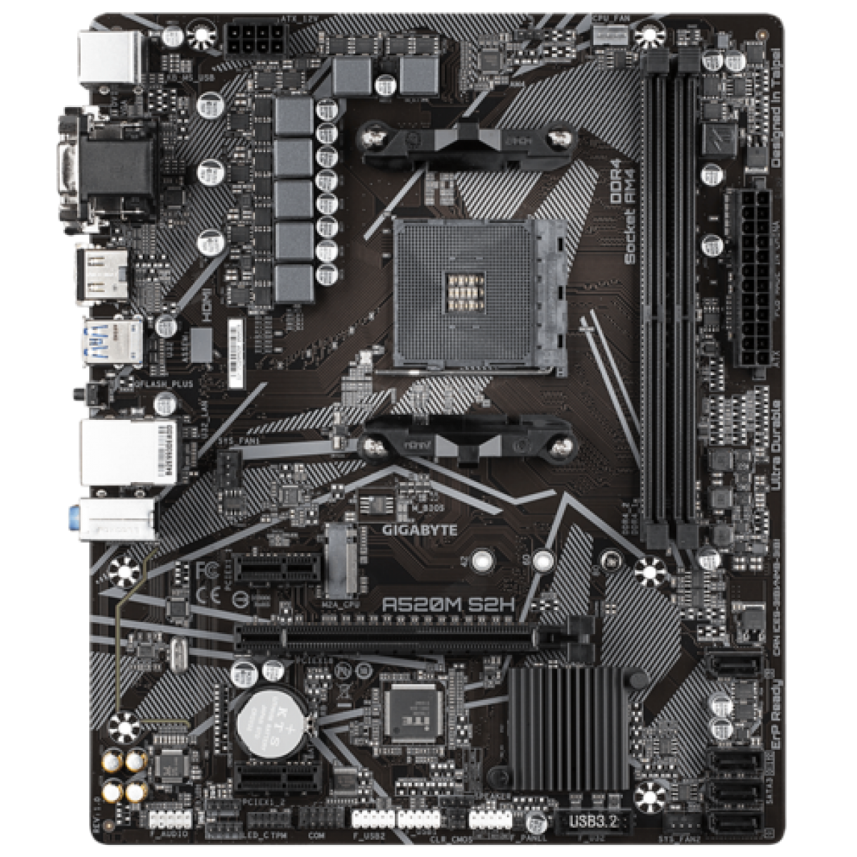 Placa Mãe Gigabyte A520M S2H, Chipset A520, AMD AM4, mATX, DDR4