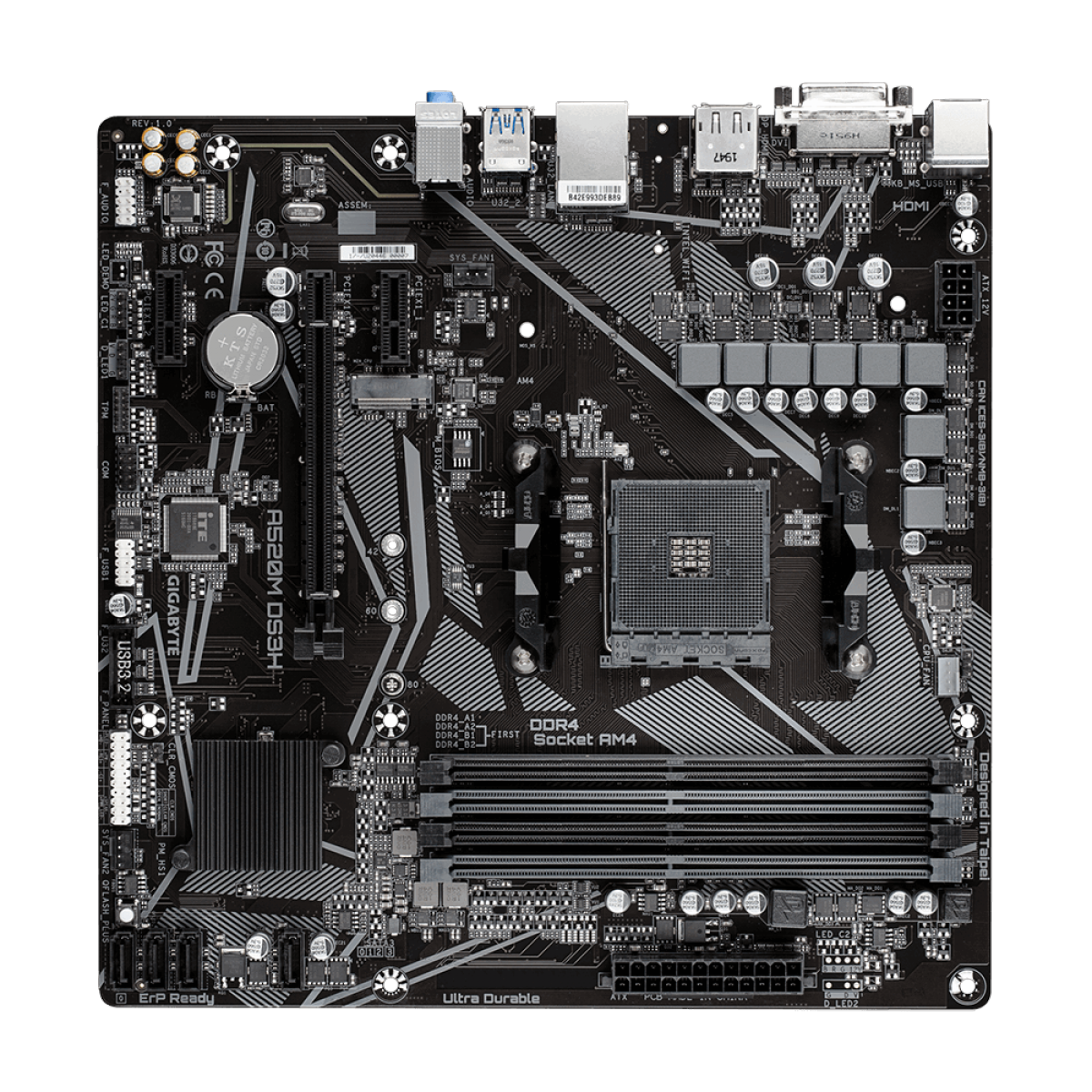 Placa Mãe Gigabyte A520M DS3H, Chipset A520, AMD AM4, mATX, DDR4