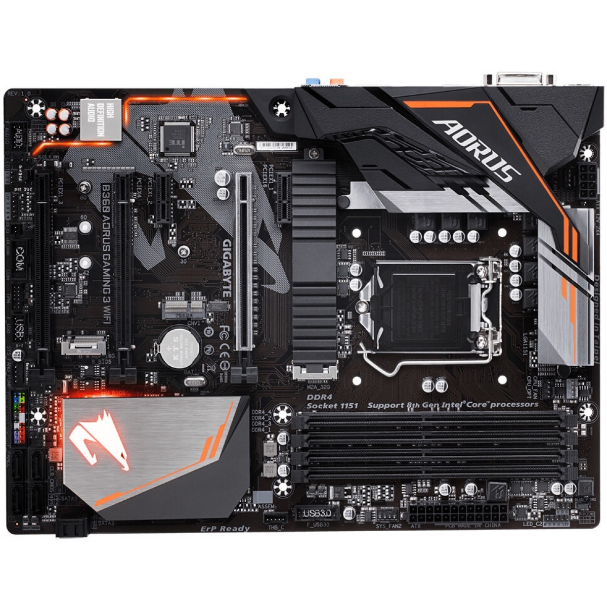 Placa Mãe Gigabyte B360 AORUS GAMING 3 WIFI, Chipset B360, Intel LGA 1151, ATX, DDR4