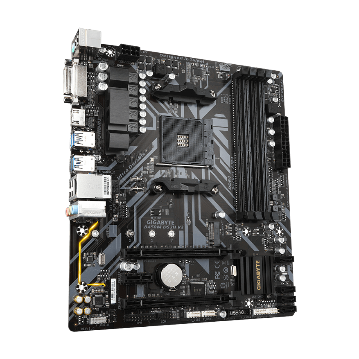 Placa Mãe Gigabyte B450M DS3H V2, Chipset B450, AMD AM4, mATX, DDR4 - Open Box