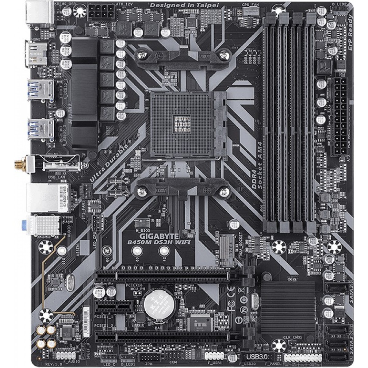 Placa Mãe Gigabyte B450m Ds3h Wifi Chipset B450 Amd Am4 Matx Ddr4