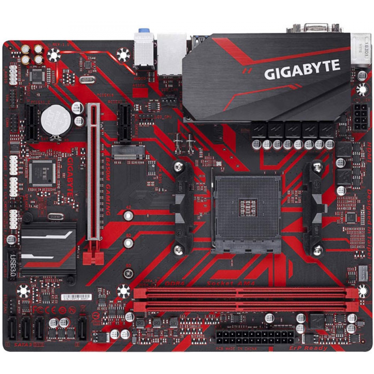 Placa Mãe Gigabyte B450M Gaming, Chipset B450, AMD AM4, mATX, DDR4