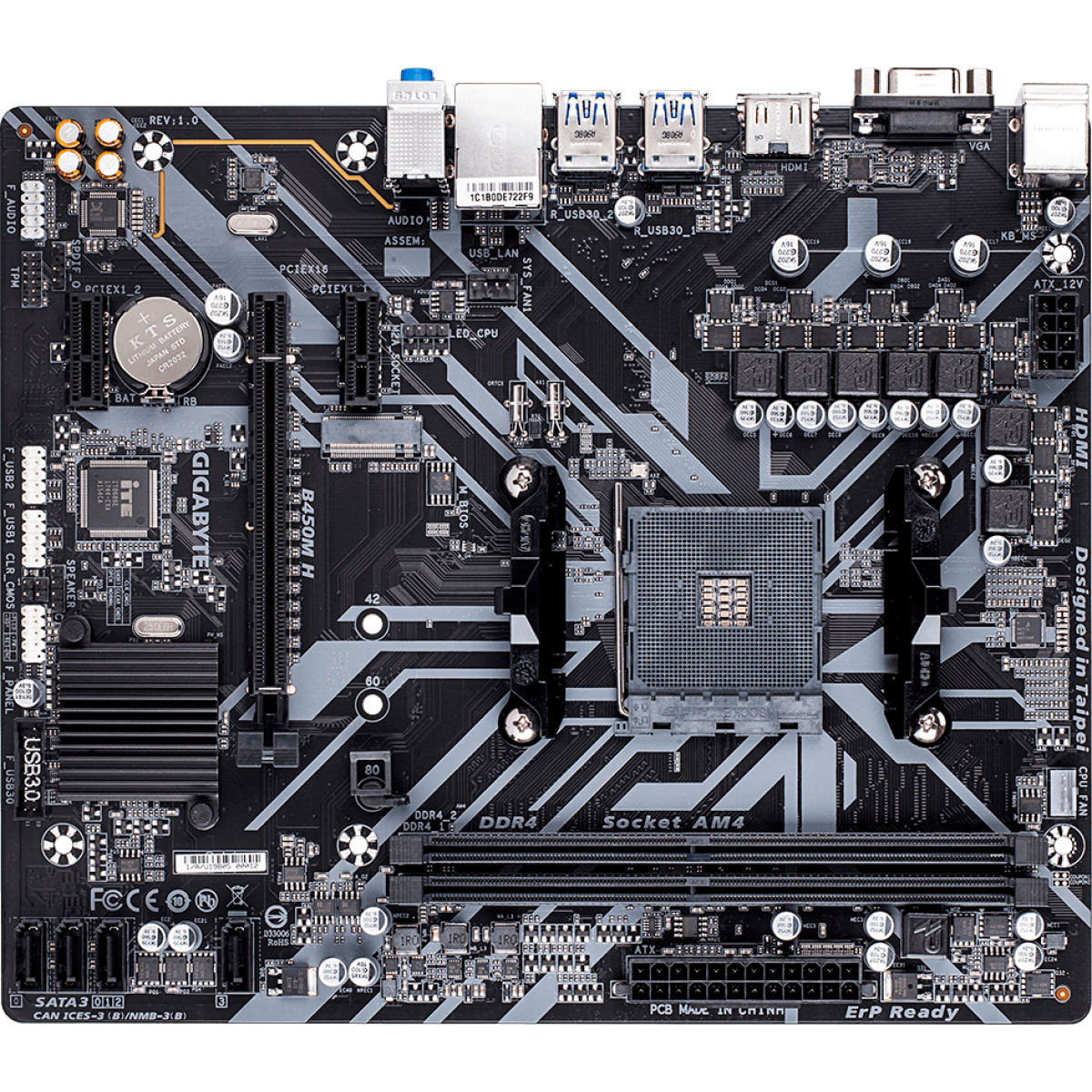 Placa Mãe Gigabyte B450M H, Chipset B450, AMD AM4, mATX, DDR4